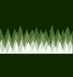 Seamless Forest Fir Landscape Border