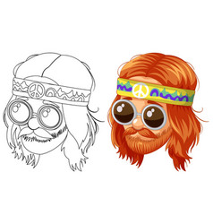 Colorful Hippie With Beard And Round Sunglasses