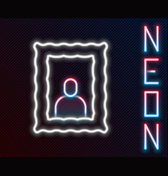 Glowing Neon Line Picture Frame On Table Icon