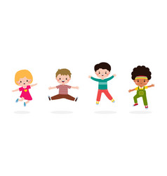 Happy Children Jumping In Outdoors Concept