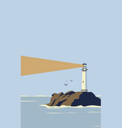 Beautiful Sea View Of The Lighthouse In Retro