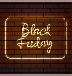 Black Friday Brick Wall Yellow Neon Script Sign