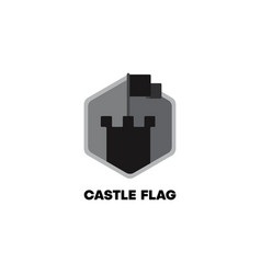 Castle With Flag On Top Inside Hexagonal Shape