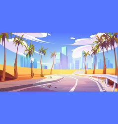 Desert Road To City Building Background