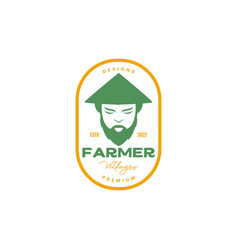 Face Old Man Bearded Cap Farmer Mascot Colored