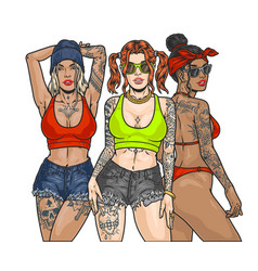 Hot California Girls Colorful Sketch