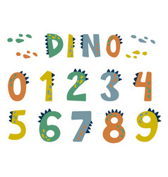 Cartoon Comic Dino Numbers Alphabet On A White