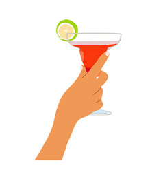 Female Hand Holding Glass Of Alcohol Cocktail