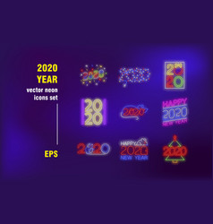 New 2020 Year Neon Signs Set