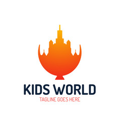 Air Balloon With City Inside Kids Logo Logotype