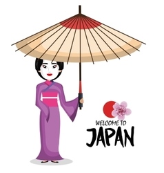 Girl Japanese Kimono Welcome Japan Icon