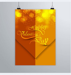 Golden Poster With Heart Fireworks Design