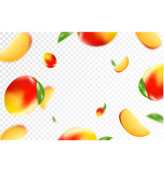 Mango Background Flying With Green Leaves