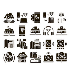 Voip Calling System Glyph Set