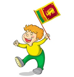 Little Boy Holding Flag Of Sri Lanka