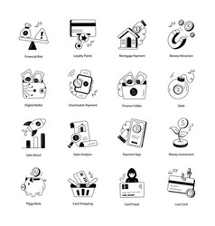 Pack Of 16 Banking And Online Payments Line Icons