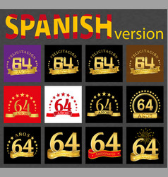 Spanish Set Of Number Sixty-four 64 Years