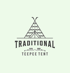 Traditional Teepee Tent Logo Icon Line Minimalist