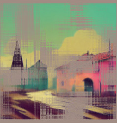 Abstract Cityscape Halftone Dots Background