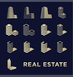 Real Estate Logotype Set Or Abstract Buildings