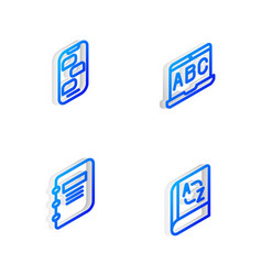 Set Isometric Line Foreign Language Online Study