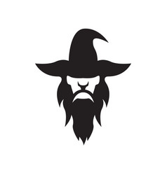 Old Man Witch Long Beard Logo Design Graphic