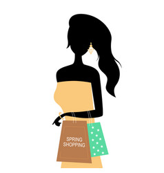 Spring Shopping Woman With Bags Silhouette