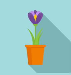 Crocus Flower Pot Icon Flat Style