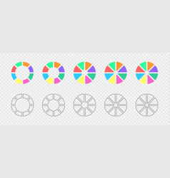 Donut Charts Set Circle Diagrams Divided In 8