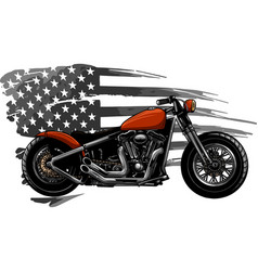 Red Motorcycle With American Flag