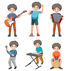 Set Of Kids Playing Different Musical Instrument