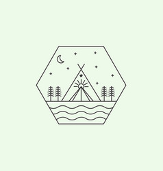 Teepee Tent Logo Line Minimalist Art Design