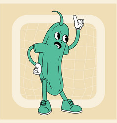 Vintage Groovy Cucumber Character