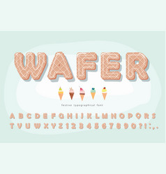 Wafer Ice Cream Font Cute Cartoon Alphabet Sweet