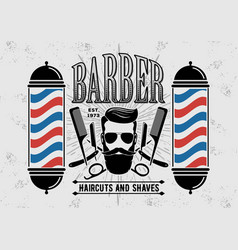 Barber shop vintage label badge or emblem Vector Image