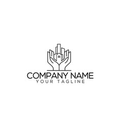 Modern Building And Hands Care Logo Design