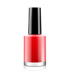 Round Red Glossy Nail Polish Bottle With Black