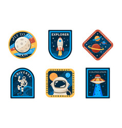 Astronaut Space Patch Colorful Logo Design Label