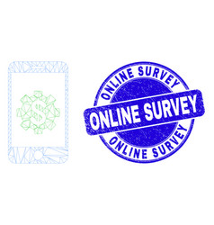 Blue Distress Online Survey Seal And Web Carcass