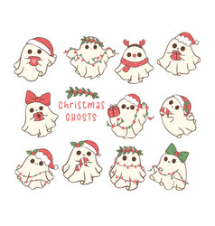 Cute And Kawaii Christmas Ghosts Set Festive