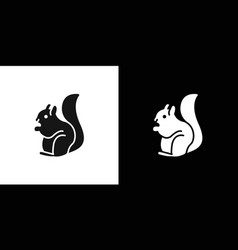 Squirrel Icon Black Line Art Logo Set