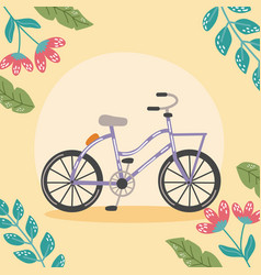 Purple Bike In Floral Frame