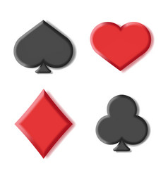 Set Of 3d Card Suit Icons In Black And Red