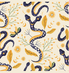 Snake Floral Seamless Pattern Flower Magic