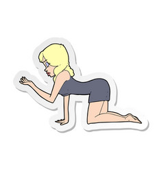 Sticker Of A Cartoon Woman On All Fours