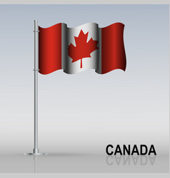 Flag Of Canada Flying On A Flagpole Stands