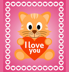 Valentines Day Background With Cat