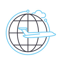 Around The World Line Icon Outline Symbol