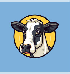 Cute Cow Head Of A On Blue Background