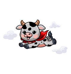 Cute Superhero Baby Cow Cartoon Flying